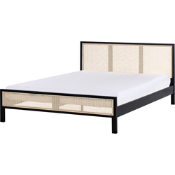 Beliani SALERNAS - Tweepersoonsbed-Zwart-Dennenhout