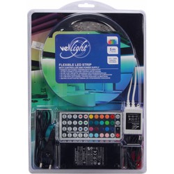 KIT MET FLEXIBELE LED-STRIP, CONTROLLER EN VOEDING - RGB - 150 LEDs - 5 m - 12 Vdc - Vellight