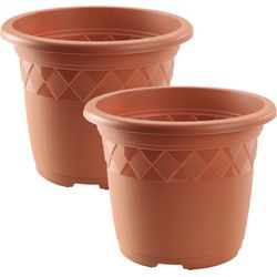 Hega Hogar Bloempot/plantenpot - 2x - 50 cm x 41 cm - terracotta - Plantenpotten
