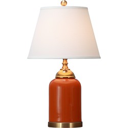 Fine Asianliving Oosterse Tafellamp Porselein Oranje met Kap