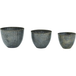 PTMD Emiel Brass iron pot bombey ribbed set of 3