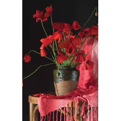 Rode bloemen 70x130cm Tuinschilderij - Customize-it