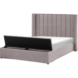 NOYERS  - Tweepersoonsbed - Grijs - 160 x 200 cm - Fluweel