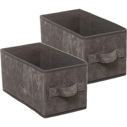 Set van 2x stuks opbergmand/kastmand 7 liter donkergrijs polyester 31 x 15 x 15 cm - Opbergmanden