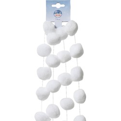 Decoris sneeuwballen slinger - wit - L180 cm - Kerstslingers