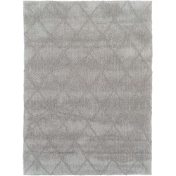 Vercai Rugs Jay Collectie - Hoogpolig Vloerkleed - Microfiber Tapijt voor Woonkamer - Microfiber Polyester - Zilver - 70x140 cm