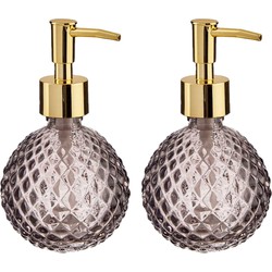 2x stuks zeeppompjes/zeepdispensers rose goud rond glas 200 ml - Zeeppompjes