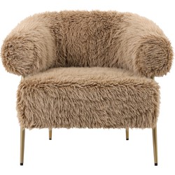 PTMD Hair Brown Fauteuil Gold Metal Base