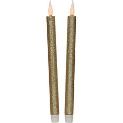 Feeric lights & Christmas LED dinerkaarsen - 2x - goud - 28x2cm - LED kaarsen