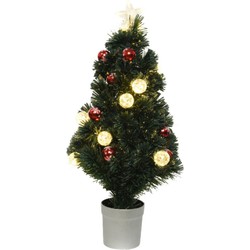 Everlands Kunst kerstboom - fiber - met verlichting - 90 cm - Kunstkerstboom