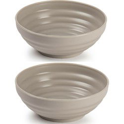 Set van 4x kommetjes/schaaltjes - Dessert/ontbijt - Kunststof - D13 cm - Taupe - Kommetjes