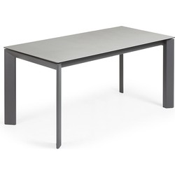 Kave Home - Axis uitschuifbare tafel porselein met Hydra Plomo afwerking antracieten poten 160(220)cm