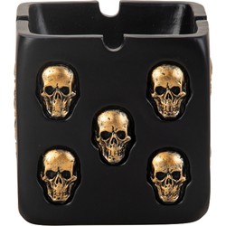 Asbak met Skulls - Keramiek - D8 x H8 cm - zwart - binnen/balkon/serre - Asbakken