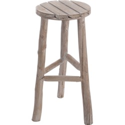 J-line - Barstoel Rond Hout White Wash M - 40x40x53cm