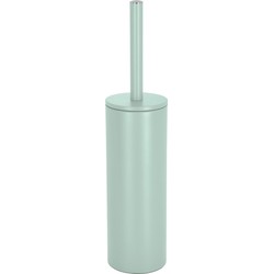 Luxe Toiletborstel in houder Cannes - mintgroen - metaal - 40 x 9 cm - met binnenbak - Toiletborstels