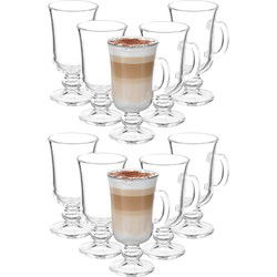 Kinvara Caffe Latte/koffie glazen Paris - transparant glas - 12x stuks - 250 ml - Koffie- en theeglazen