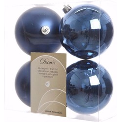 Elegant Christmas kerstboom decoratie kerstballen 10 cm blauw 4 stuks - Kerstbal