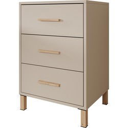 Meubella - Nachtkastje Bahia - Beige - 48 cm - 3 lades