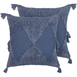 AVIUM  - Sierkussen set van 2 - Blauw - 45 x 45 cm - Katoen