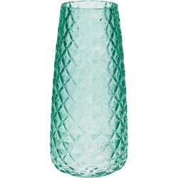 Bellatio Design Bloemenvaas - groen - transparant glas - D10 x H21 cm - Vazen