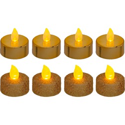 Feeric lights and christmas LED kaarsjes theelichtjes - 8x stuks -goud - LED kaarsen