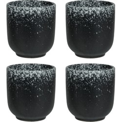 Krumble Koffie mok - 200 ml - Keramiek - Zwart met witte spetters - Set van 4