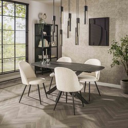 Hoyz Collection - Eetkamertafel 180 Deens Ovaal - 3D Melamine Slate Stone