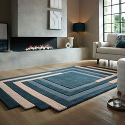 Abstract vloerkleed - Labyrinth Blauw - 120 x 180 cm