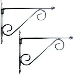 Esschert Design Muurhaak dubbele sierkrul – H23 x B3 x L28 cm – metaal - Plantenbakhaken
