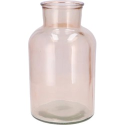 DK Design Bloemenvaas melkbus fles - helder glas zachtroze - D17 x H30 cm - Vazen