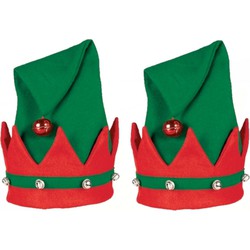 2x stuks kerstelfen verkleed hoed/muts voor volwassenen - Verkleedstropdassen
