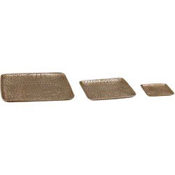 PTMD Nile Schaal - 36 x 36 x 1 cm - Set van 3 - Aluminium - Goud