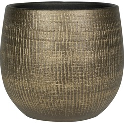 Ter Steege Plantenpot - metal look - goudkleurig - 26 x 25 cm - Plantenpotten