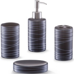 Zeller badkamer/toilet accessoires set 4-delig - keramiek - Badkameraccessoireset