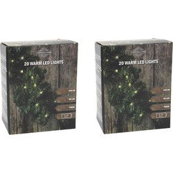 Svenska Living Dennenslinger - 2x - groen - met verlichting - 270 cm - Guirlandes