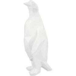 A RESIN POLYGONAL FIGURINE OF A PENGUIN, WHITE