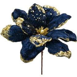 Clayre & Eef Kunstbloem Kerstster Ø 24x27 cm Blauw Kunststof