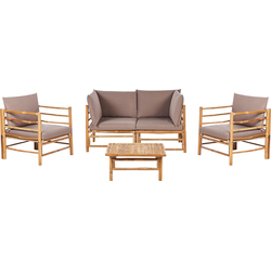 Beliani CERRETO - Zitgroep-Beige-Bamboehout