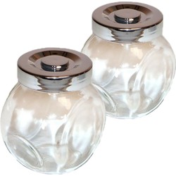 Kruidenpotjes 2 stuks van glas met deksel 150ml - 6 x 8 x 8 cm - Voorraadpot