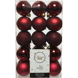 Decoris kerstballen - 30x st - donkerrood - D6 cm - kunststof - Kerstbal