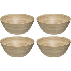 Set van 10x stuks Slakommetjes/serveer schaaltjes - bamboe - D17 cm - Saladeschalen