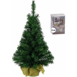 Kunst kerstboompje 45 cm met verlichting warm wit - Kunstkerstboom