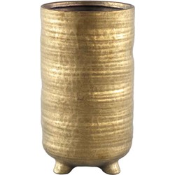 PTMD Shella Ronde Bloempot - H31,5 x Ø17,5 cm - Keramiek - Goud