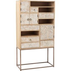 J-line - Kast 10 Lades Patronen Hout Beige - 84.5x38x157cm