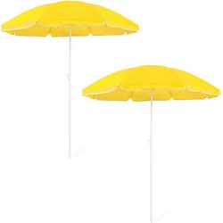 Voordeel set van 2x strandparasols geel 150 cm diameter - Parasols
