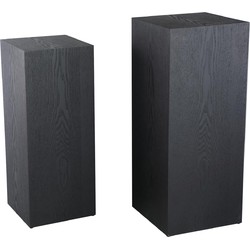 PTMD Zuil Tiess - 35x35x85 cm - Hout - Zwart - Set van 2
