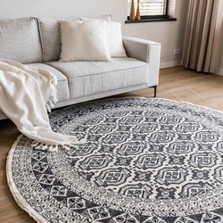 Rond vintage vloerkleed Marad Grijs/Antraciet Interieur05 Grijs,Wit,Grijs/antraciet - Polypropyleen - Rond 235 Ø - (XXL)