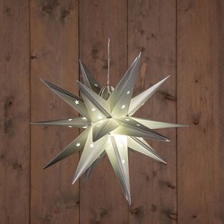 B.O.T. Silver 3D Star 35 cm 10Led Warm White 1,5M