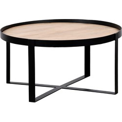 QUVIO Salontafel Anna – Rond – FSC® mangohout – Zwart – Naturel