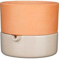 Mica Decorations Venna Bloempot met Bewateringssysteem - H20,5 x Ø24 cm - Terracotta - Beige